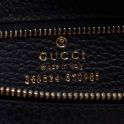 Pre Owned Gucci Black Leather Medium Swing Tote