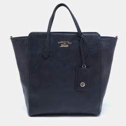 Pre Owned Gucci Black Leather Medium Swing Tote