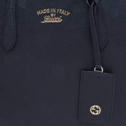 Pre Owned Gucci Black Leather Medium Swing Tote