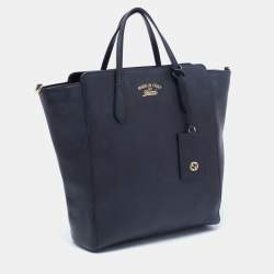 Pre Owned Gucci Black Leather Medium Swing Tote