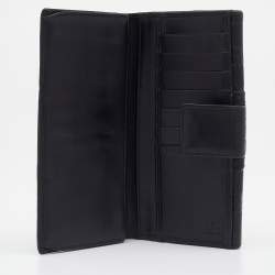Gucci Black Guccissima Leather Bifold Flap Long Wallet