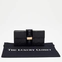Gucci Black Guccissima Leather Bifold Flap Long Wallet