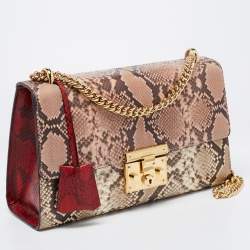 Pre Owned Gucci Multicolor Python Medium Padlock Shoulder Bag