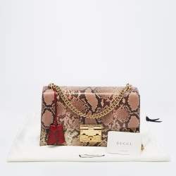 Pre Owned Gucci Multicolor Python Medium Padlock Shoulder Bag