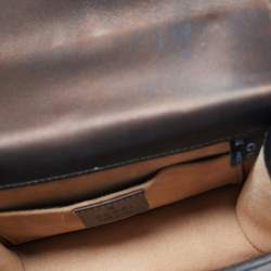 Pre Owned حقيبة كتف غوتشي ميني س�يلفي ويب جلد أسود بسلسلة صغيرة 