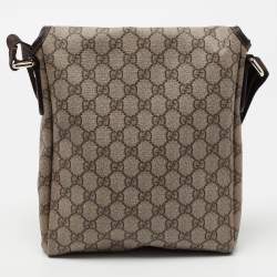 Pre Owned Gucci Beige/Brown GG Supreme Canvas Messenger Diaper Bag