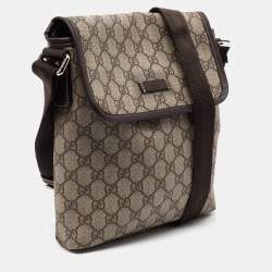 Pre Owned Gucci Beige/Brown GG Supreme Canvas Messenger Diaper Bag