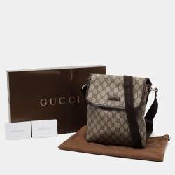 Pre Owned Gucci Beige/Brown GG Supreme Canvas Messenger Diaper Bag