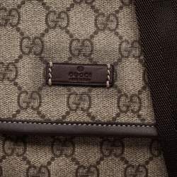 Pre Owned Gucci Beige/Brown GG Supreme Canvas Messenger Diaper Bag