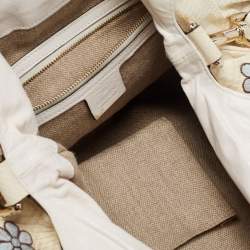 Pre Owned حقيبة هوبو غوتشي هيستيريا جلد وجلد ثعبان مطرز مورد كريمي كبيرة