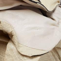 Pre Owned حقيبة هوبو غوتشي هيستيريا جلد وجلد ثعبان مطرز مورد كريمي كبيرة