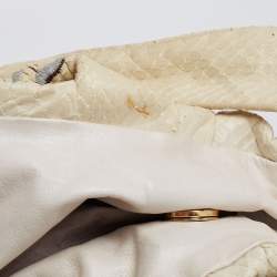 Pre Owned حقيبة هوبو غوتشي هيستيريا جلد وجلد ثعبان مطرز مورد كريمي كبيرة