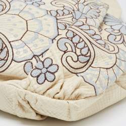 Pre Owned حقيبة هوبو غوتشي هيستيريا جلد وجلد ثعبان مطرز مورد كريمي كبيرة