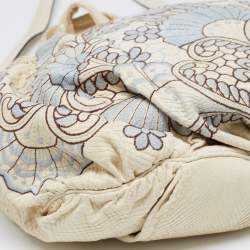 Pre Owned حقيبة هوبو غوتشي هيستيريا جلد وجلد ثعبان مطرز مورد كريمي كبيرة