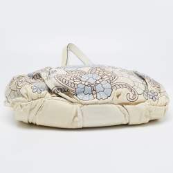 Pre Owned حقيبة هوبو غوتشي هيستيريا جلد وجلد ثعبان مطرز مورد كريمي كبيرة