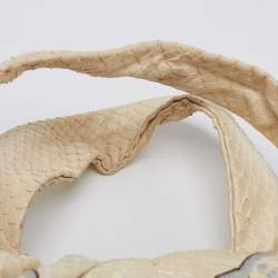 Pre Owned حقيبة هوبو غوتشي هيستيريا جلد وجلد ثعبان مطرز مورد كريمي كبيرة