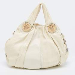 Pre Owned حقيبة هوبو غوتشي هيستيريا جلد وجلد ثعبان مطرز مورد كريمي كبيرة