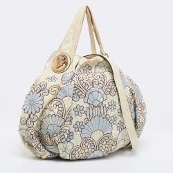 Pre Owned حقيبة هوبو غوتشي هيستيريا جلد وجلد ثعبان مطرز مورد كريمي كبيرة