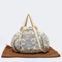 Pre Owned حقيبة هوبو غوتشي هيستيريا جلد وجلد ثعبان مطرز مورد كريمي كبيرة