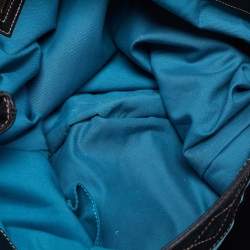 Pre Owned Gucci Two Tone Blue Suede And Leather Large Irina Shoulder Bag