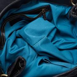 Pre Owned Gucci Two Tone Blue Suede And Leather Large Irina Shoulder Bag