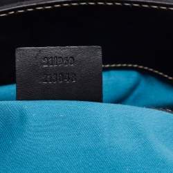 Pre Owned Gucci Two Tone Blue Suede And Leather Large Irina Shoulder Bag