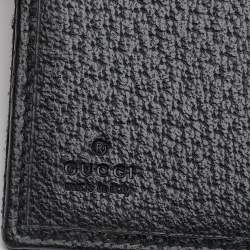 مملوكة مسبقًا محفظة كومباكت غوتشي جلد وكانفاس GG أسود مرصع بغطاء