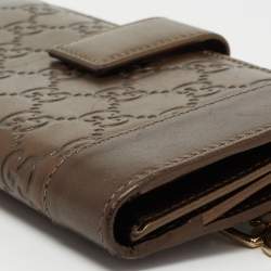 Gucci Brown Guccissima Leather Heart Charm Continental Wallet