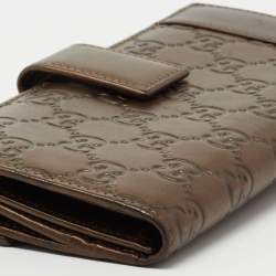 Gucci Brown Guccissima Leather Heart Charm Continental Wallet