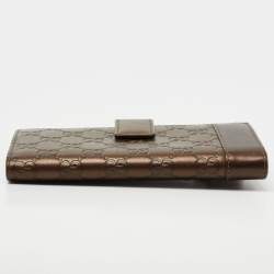 Gucci Brown Guccissima Leather Heart Charm Continental Wallet