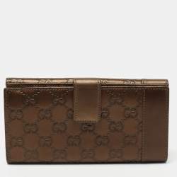 Gucci Brown Guccissima Leather Heart Charm Continental Wallet