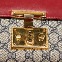 Pre Owned Gucci Multicolor GG Supreme Canvas And Leather Small Padlock Shoulder Bag