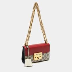 Pre Owned Gucci Multicolor GG Supreme Canvas And Leather Small Padlock Shoulder Bag