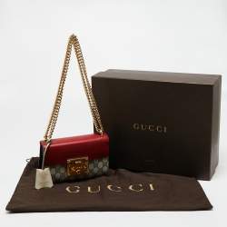 Pre Owned Gucci Multicolor GG Supreme Canvas And Leather Small Padlock Shoulder Bag