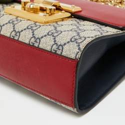 Pre Owned Gucci Multicolor GG Supreme Canvas And Leather Small Padlock Shoulder Bag