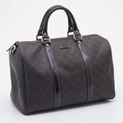 Pre Owned Gucci Dark Brown GG Supreme Canvas And Leather Joy Boston Bag