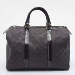 Pre Owned Gucci Dark Brown GG Supreme Canvas And Leather Joy Boston Bag