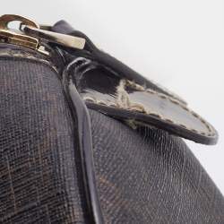 Pre Owned Gucci Dark Brown GG Supreme Canvas And Leather Joy Boston Bag