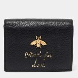 Black Leather Animalier Card Case