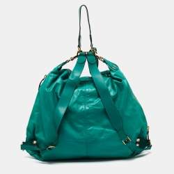 Pre Owned Gucci Green Leather Large Darwin Convertible Backpack