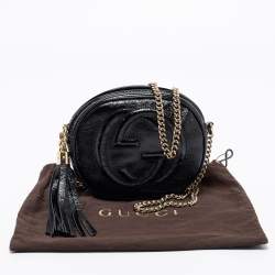 Pre Owned Gucci Black Patent Leather Mini Soho Chain Shoulder Bag