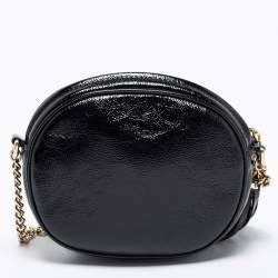 Pre Owned Gucci Black Patent Leather Mini Soho Chain Shoulder Bag