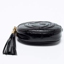 Pre Owned Gucci Black Patent Leather Mini Soho Chain Shoulder Bag