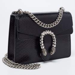 Pre Owned حقيبة كتف غوتشي ديونسوس جلد ثعبان أسود