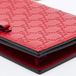 Gucci Red Guccissima Leather Flap Wallet on Chain  