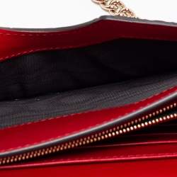 Gucci Red Guccissima Leather Flap Wallet on Chain  