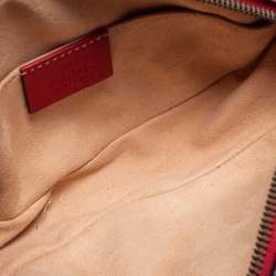 Pre Owned Gucci Red Matelassé Leather GG Marmont Belt Bag
