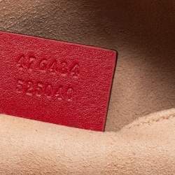 Pre Owned Gucci Red Matelassé Leather GG Marmont Belt Bag