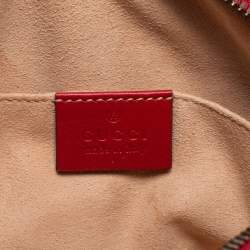 Pre Owned Gucci Red Matelassé Leather GG Marmont Belt Bag