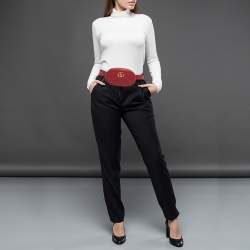 Pre Owned Gucci Red Matelassé Leather GG Marmont Belt Bag